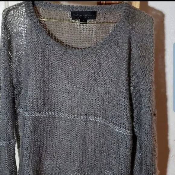 Vintage Havana Black gray open weave sweater - Picture 3 of 7